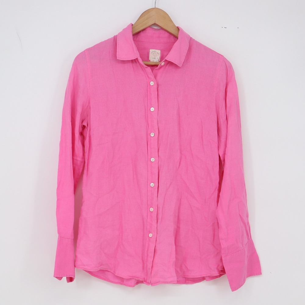 J.Crew Linen Shirt Womens 4 The Perfect Shirt Pink Button-down Excellent